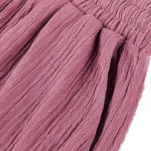 Mauve Textured Wide Leg Palazzo Pants