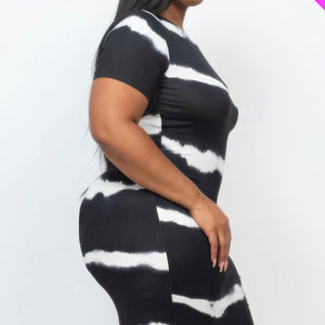 Plus Size Tie-dye Print Bodycon Dress