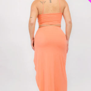 Plus Size Crop Cami & Split Thigh Maxi Skirt Set