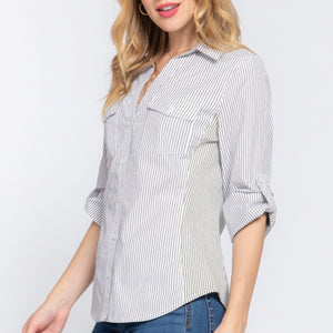 Long Slv Y/d Stripe Woven Shirt