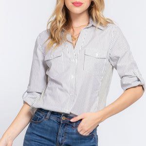 Long Slv Y/d Stripe Woven Shirt