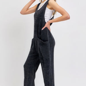 Mineral Washed Summer Jumpsuit in Black