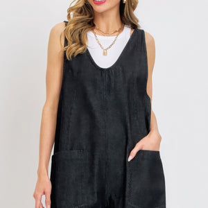 Black Summer Denim Overall Romper