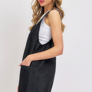 Black Summer Denim Overall Romper