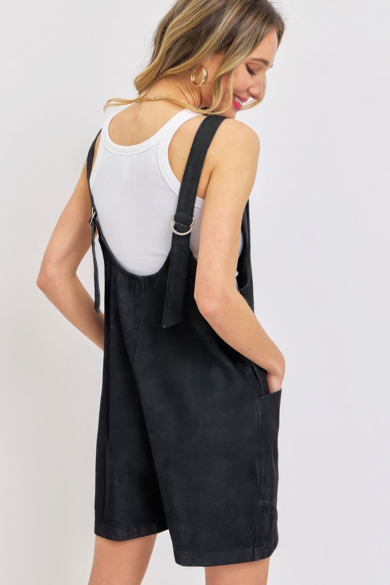 Black Summer Denim Overall Romper