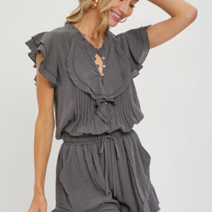 Charcoal Ruffle Romper 