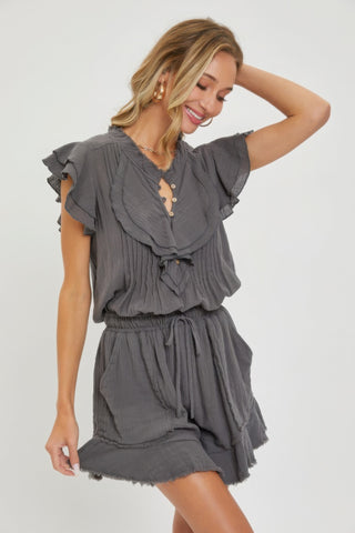 Charcoal Ruffle Romper 