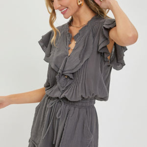 Charcoal Ruffle Romper 