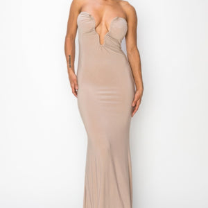 Nude Glitter Ity Tube Maxi Dress