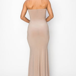 Nude Glitter Ity Tube Maxi Dress