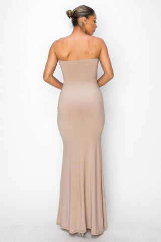 Nude Glitter Ity Tube Maxi Dress