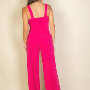 Notched neck cami jumpsuit