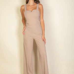 Notched neck cami jumpsuit