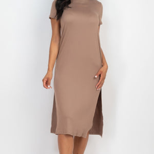 Side slit comfy midi dress